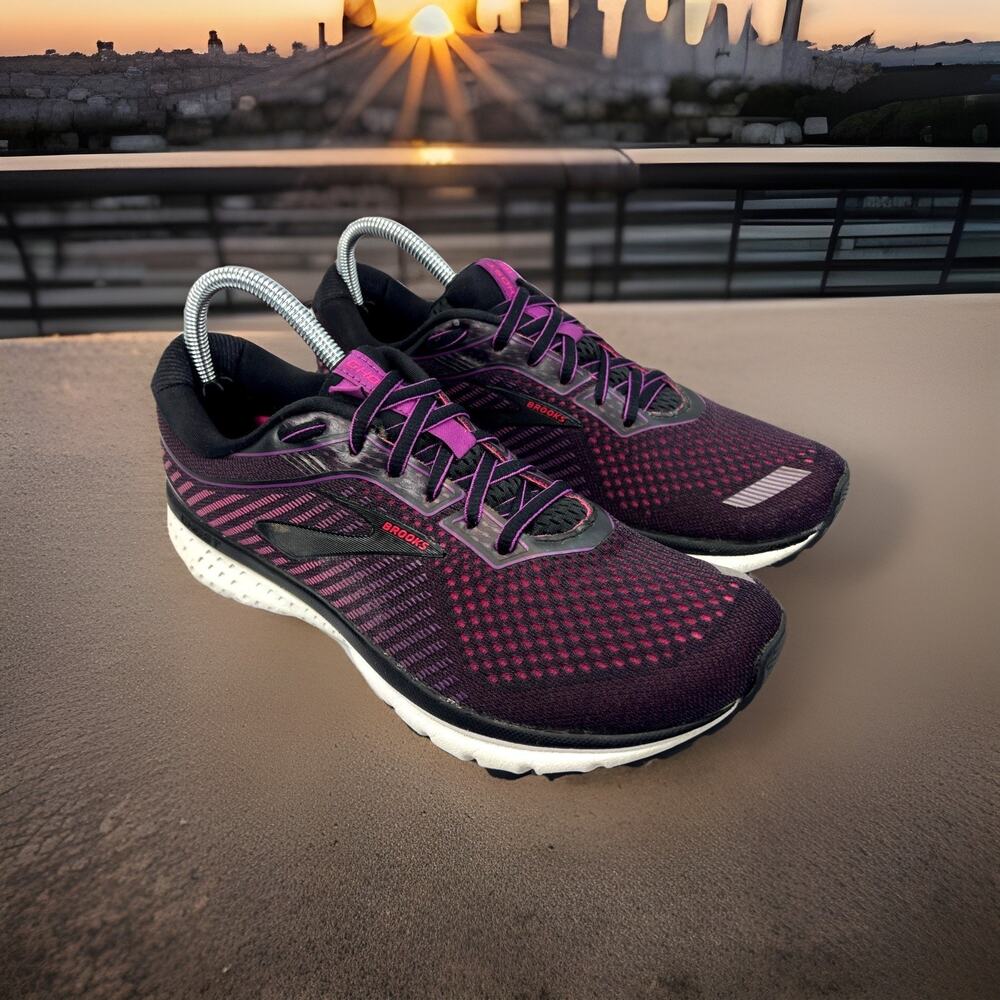 Brooks Women's Ghost 12 Running Shoes Black Hollyhock Pink Size 8.5 Medium B